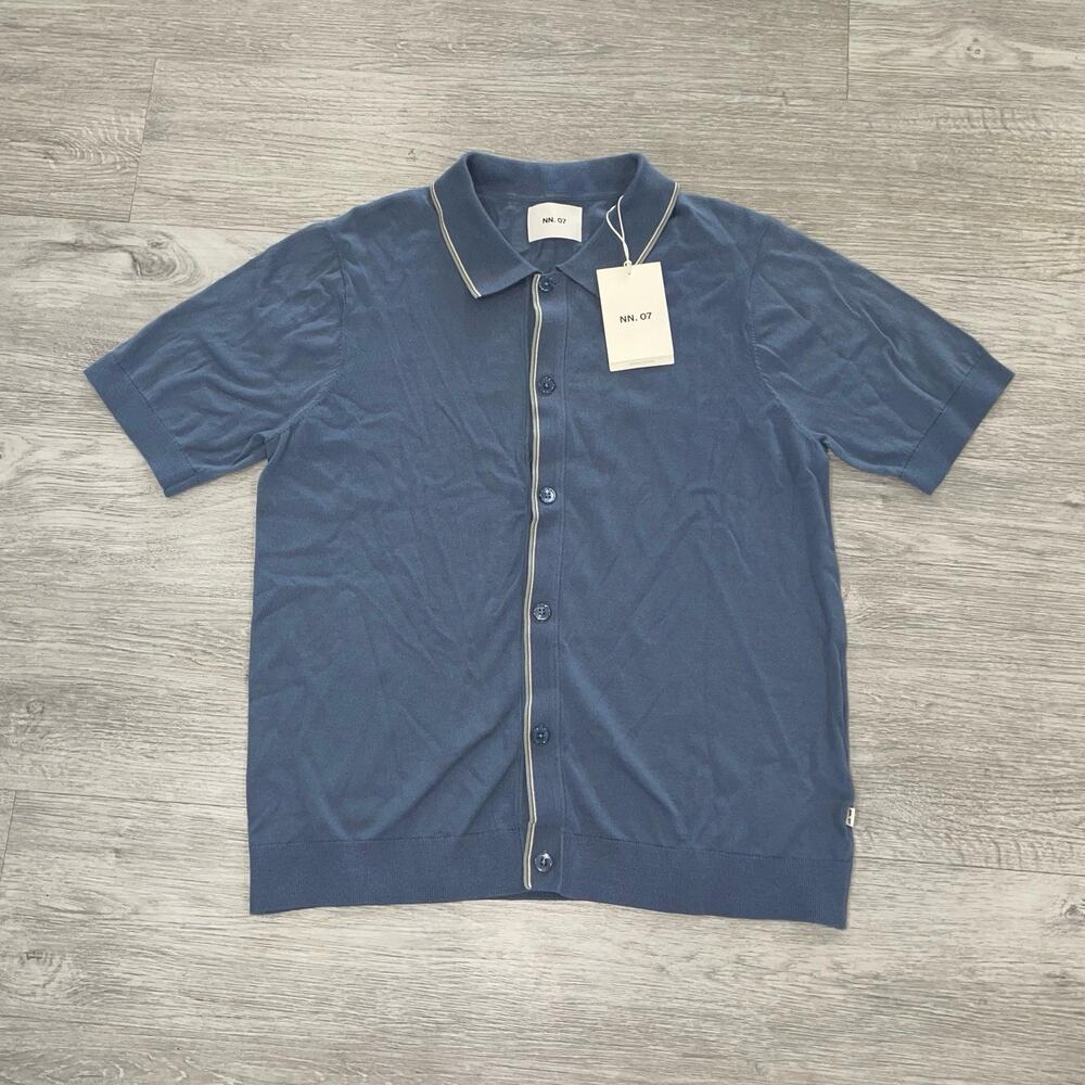 NN07 No Nationality Nolan Polo Cardigan Shirt Cotton Men's Large Button Up NWT